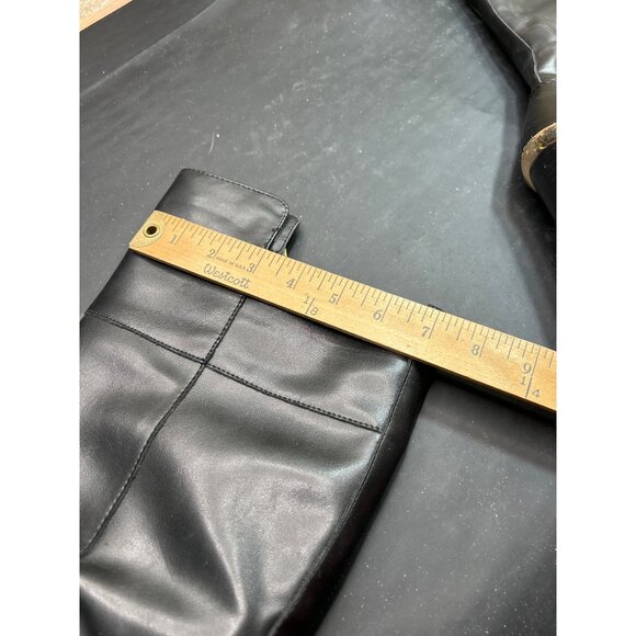 Aldo Black Faux Leather Knee-High Boots Size 8 With Chunky Heel & Side Zipper - Picture 9 of 11